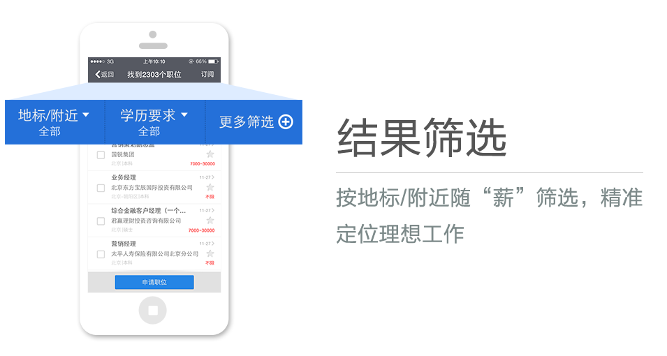 按地標/附近隨“薪”篩選，精準定位理想工作